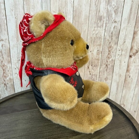 Vintage Billy The Biker Bear in Wilsons Leather Vest Limited Edition Plush toy - Picture 4 of 13